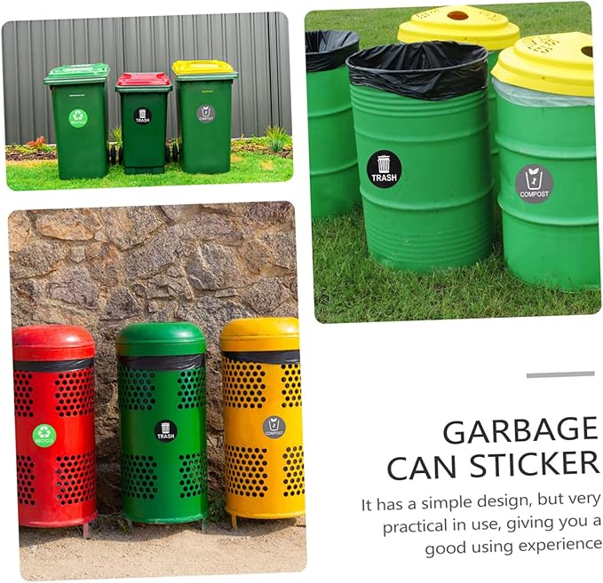 9pcs Garbage Classification Stickers for Trash Recycling Self-Adhesive Sorting Labels for Easy Use Kitchen Office Bathroom