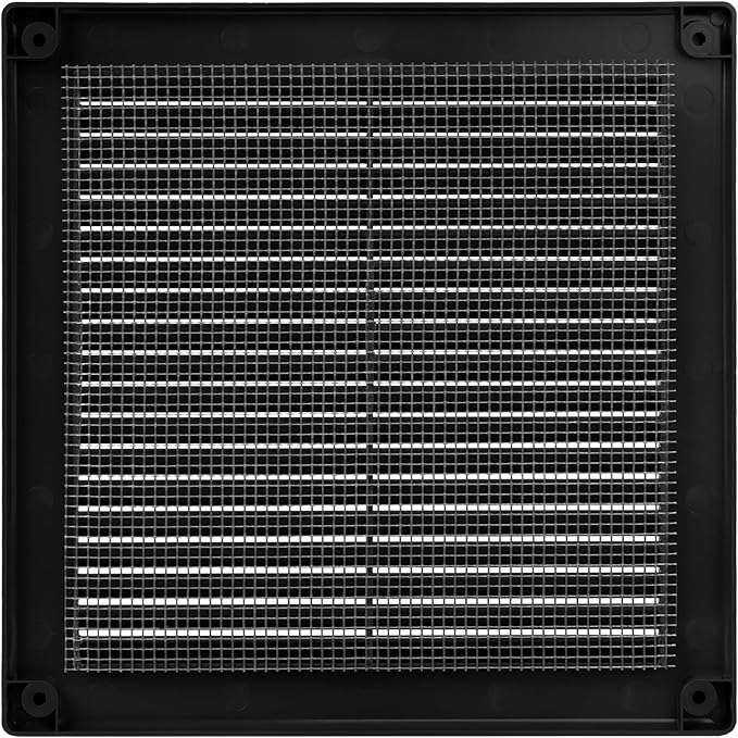 Vent Systems 6" x 6" Inch (Opening Dimensions) - Pack of 50 - Plastic Black Soffit Vent Cover - Flat Square Air Vent Grille - Air Vent Deflector - HVAC 8" x 8" Inch (Overall Dimensions)