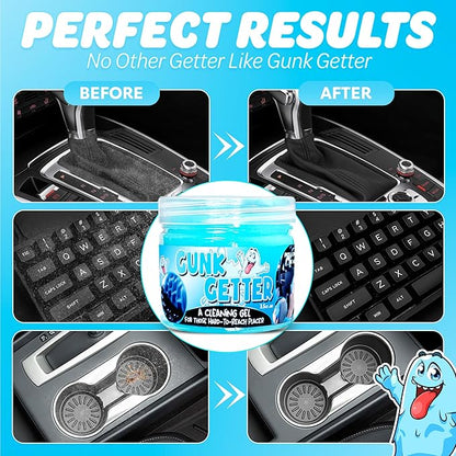 Gunk Getter 12 Pack Cleaning Gel for Those Hard to Reach Places, Automotive Cup Holder Electronic Keyboard Office, Slime Gel Cleaner Dust Crumb Removal (Jar, Blue, 3.5oz)