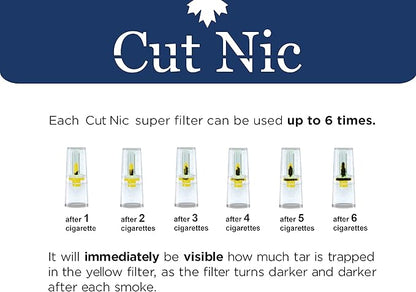 Cut-Nic 8 Hole Easy Draw Disposable Cigarette Filters - (1200 Filters) Including 4 Travel Cases