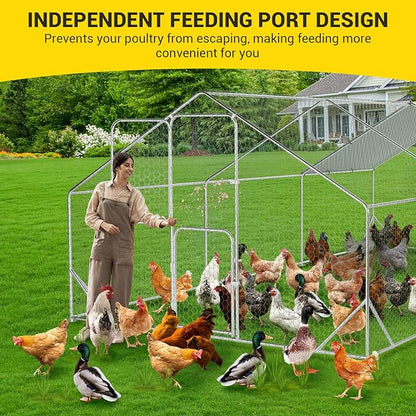 9.8X19.7x6.6FT, Large Walk in Chicken Run Pen Cage, Metal Coop Clearance with Double Door, Chicken Runs for Yard with Cover, Outdoor Cages for Chickens and Range Poultry, Large Chicken Coops