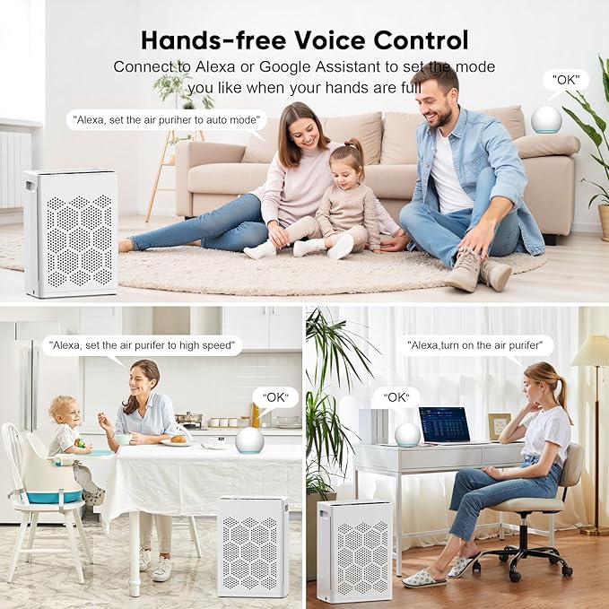 DAYETTE Air Purifiers for Home Large Room Up to 2400 Ft² with Fragrance, Smart WiFi Alexa Control,Auto Mode, HEPA Air Purifier with Washable Prefilter for Bedroom, Dorm Room, Pets, Office