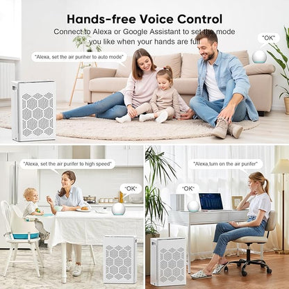 DAYETTE Air Purifiers for Home Large Room Up to 2400 Ft² with Fragrance, Smart WiFi Alexa Control,Auto Mode, HEPA Air Purifier with Washable Prefilter for Bedroom, Dorm Room, Pets, Office