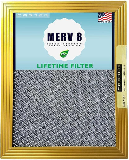 20X23X1 CARTER | MERV 8 | Lifetime HVAC & Furnace Air Filter | Washable Electrostatic | High Dust Holding Capacity