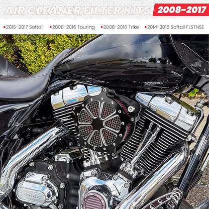 Twin Cam Air Filter Cleaner Intake Filter Compatibel with Harley Davidson Touring Trike 2008-206, Softail 2016-2017, FXDLS 2017, High Flow Air Filter