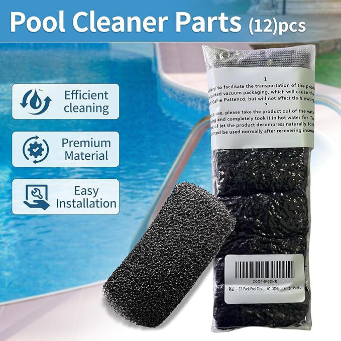 12 Packs Aquarium Fish Tank Filter Sponge, for Polaris Pool Cleaner Parts & Sweep Hose Tail Scrubbers Replacement, Fits 180 280 360 380 480 3900 Models
