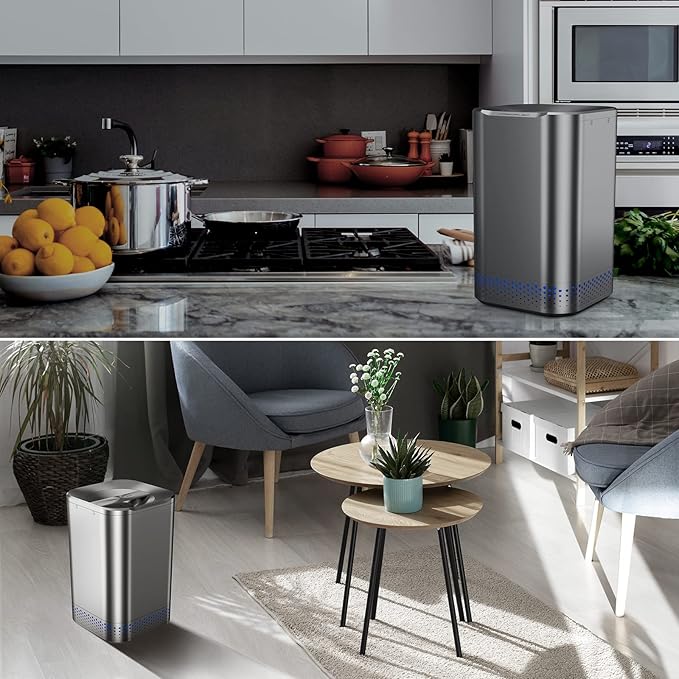 Smart Kitchen Electric Composter, 2.5L Auto Food Cycler with Single Button, 𝐆𝐫𝐢𝐧𝐝 𝐚𝐧𝐝 𝐃𝐫𝐲 𝐲𝐨𝐮𝐫 𝐤𝐢𝐭𝐜𝐡𝐞𝐧 𝐰𝐚𝐬𝐭𝐞, 2X Drying Filter, Design by Nagualep