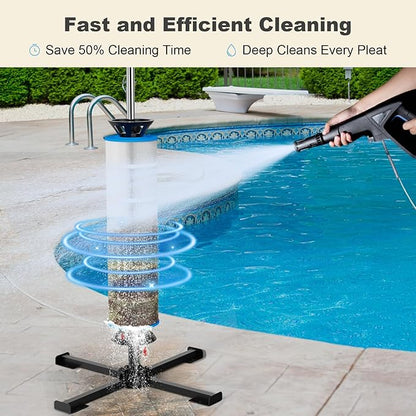 ROYOR Pool Filter Cleaner Stand Tool, Fit for 3", 4", 6" Swimming Pool Cartridge Filter Cleaner, Pool Filter Cleaning Stand with Heavy-Duty Stable Base
