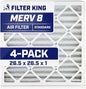 Filter King 26.5x26.5x1 Air Filter | 4-PACK | MERV 8 HVAC Pleated A/C Furnace Filters | MADE IN USA | Actual Size: 26.5 x 26.5 x .75"