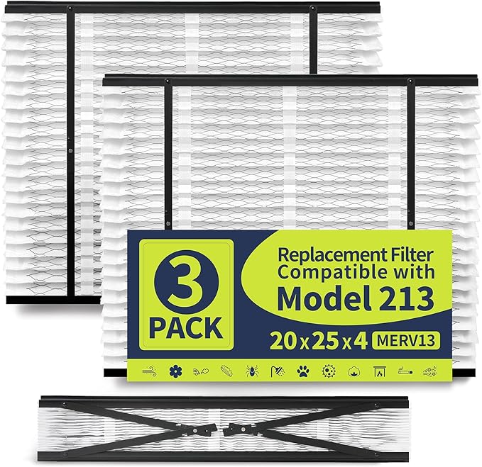 IYOUYA 3 Pack 213 Replacement Filter Compatible with AprilAire Whole House Air Purifiers 1210,1620,2210,2216,3210,4200,20x25x4, MERV-13 Furnace Filter