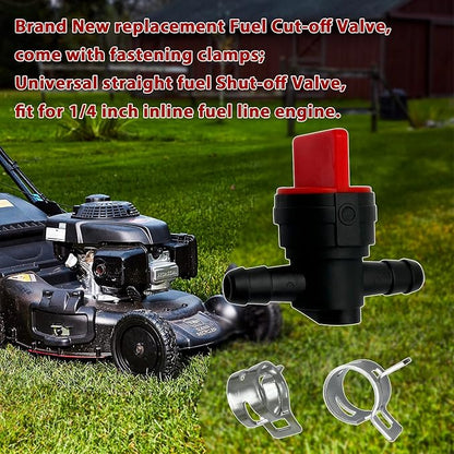 1/4" Inline Fuel Cut Off Valve Straight Gas Valve and Fuel Filter for BS 691035 40 Micron with Clamps