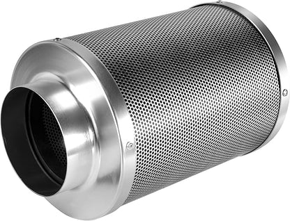 iPower 6 Inch Air Carbon Filter Indoor Plants Grow Tent Odor Control Scrubber with Australia Activated C for Inline Fan, Reversible Flange, Prefilter Included, Silver