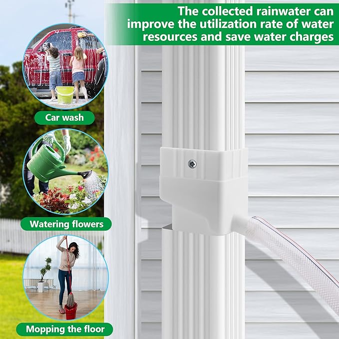 Rainwater Collection System-Rainwater Collection Diverter Connector System-Raindrop Rainwater Colander Kit for Hose for Diverting Water Fits 2’’ x 3’’ Standard Downspout