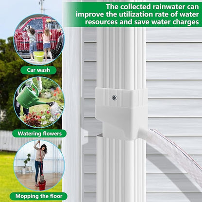 Rainwater Collection System-Rainwater Collection Diverter Connector System-Raindrop Rainwater Colander Kit for Hose for Diverting Water Fits 2’’ x 3’’ Standard Downspout