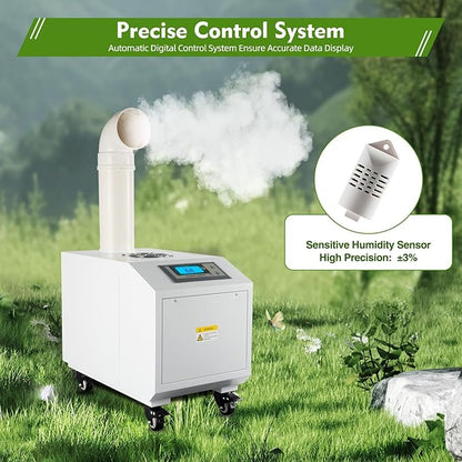 Ultrasonic Industrial Agricultural Humidifer Commercial Humidifier for Plants Large Volume (3kg/H) Automatic Ultrasonic Mist Maker 160M³/H Airflow for Warehouse Greenhouse Garden