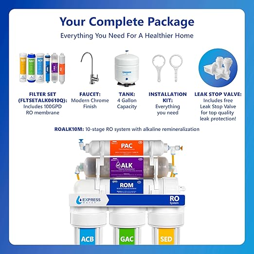 Express Water Reverse Osmosis Water Filter System, Chlorine Reduction, NSF Certified