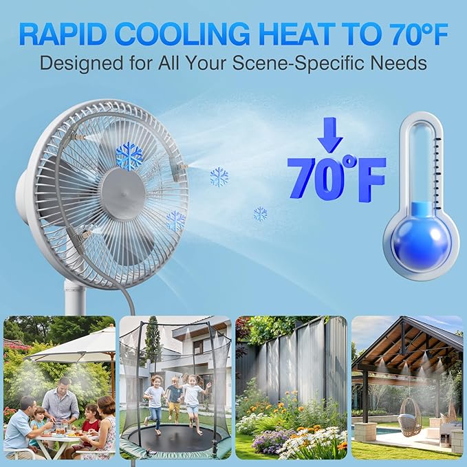 40FT Misters for Outside Patio - 9 Mist Nozzles & 3/4'' Adapter, Water Misters for Cooling Outdoor, Easy to Install, Misting System for Patio, Pool, Garden, Waterpark, Trampoline, Greenhouse