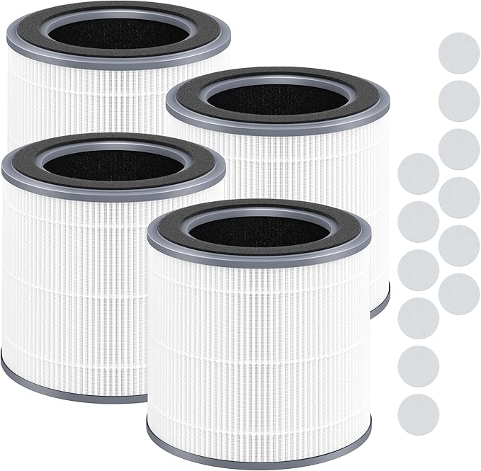 4 Packs HH001 Filter Replacement for Hynik Alviera HH001 Air Purifi-er, 3 in 1 with HEPA Filter and Activated Carbon Replacement Filter with 16pcs Aroma Pads