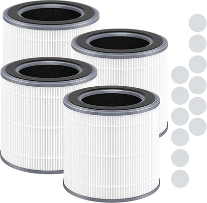 4 Packs HH001 Filter Replacement for Hynik Alviera HH001 Air Purifi-er, 3 in 1 with HEPA Filter and Activated Carbon Replacement Filter with 16pcs Aroma Pads