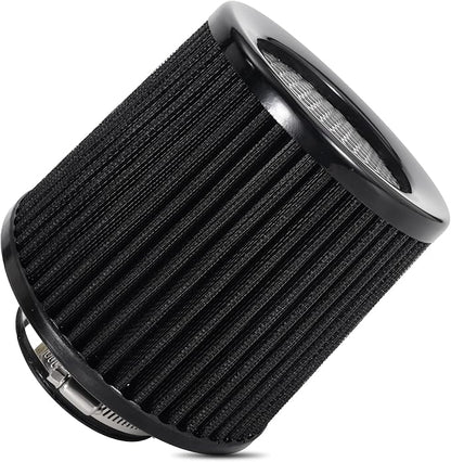 Cold Air Intake Filter High Performance Washable Filter Clamp-On Replacement Air Filter Flange Diameter 3inch/76mm Black