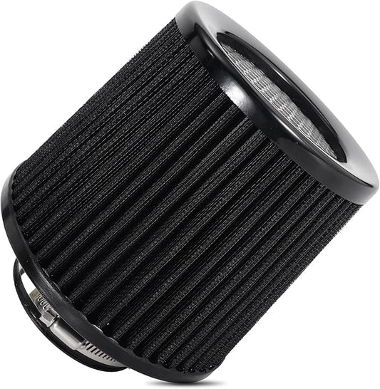 Cold Air Intake Filter High Performance Washable Filter Clamp-On Replacement Air Filter Flange Diameter 3inch/76mm Black