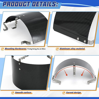 PTNHZ Universal Stainless Steel Air Intake Filter Cover Heat Shield Fits for 2.5-3.5" Cone or Cylinder Filter Carbon Fiber