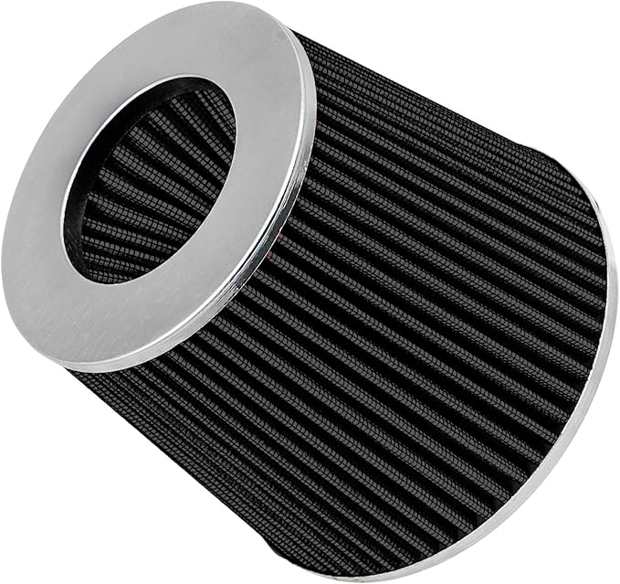 Mortar Aftermarket Auto Air Filter Replacement - Car Enthusiast Class Universal Cold Air Intake Gulps in More Air for More Engine Power & Passionate Induction Sound, 3.5 In, Black