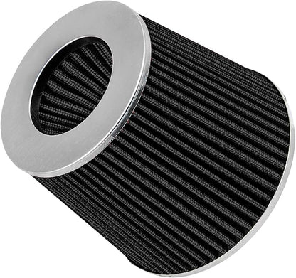 Mortar Aftermarket Auto Air Filter Replacement - Car Enthusiast Class Universal Cold Air Intake Gulps in More Air for More Engine Power & Passionate Induction Sound, 2.5 In, Black