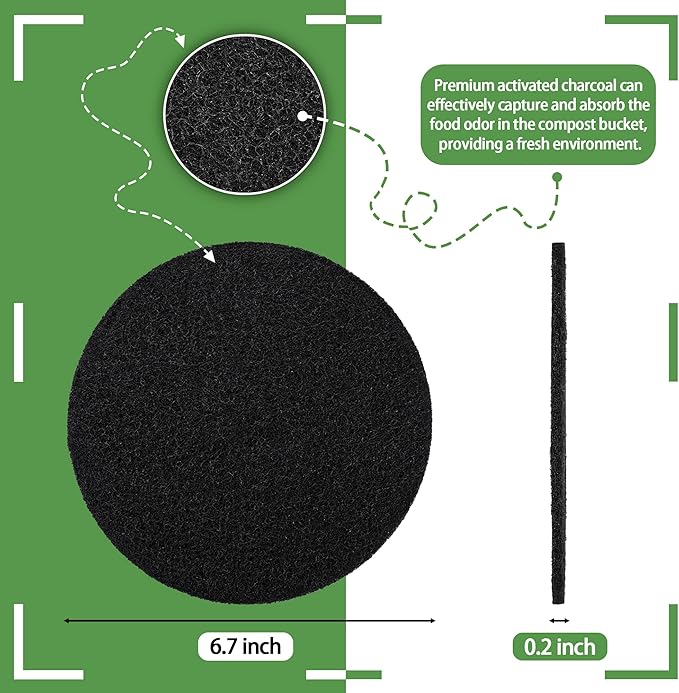 MyLifeUNIT 16 Pack Charcoal Filter for Compost Bin Kitchen, Compost Pail Replacements Filter (6.7 inches)