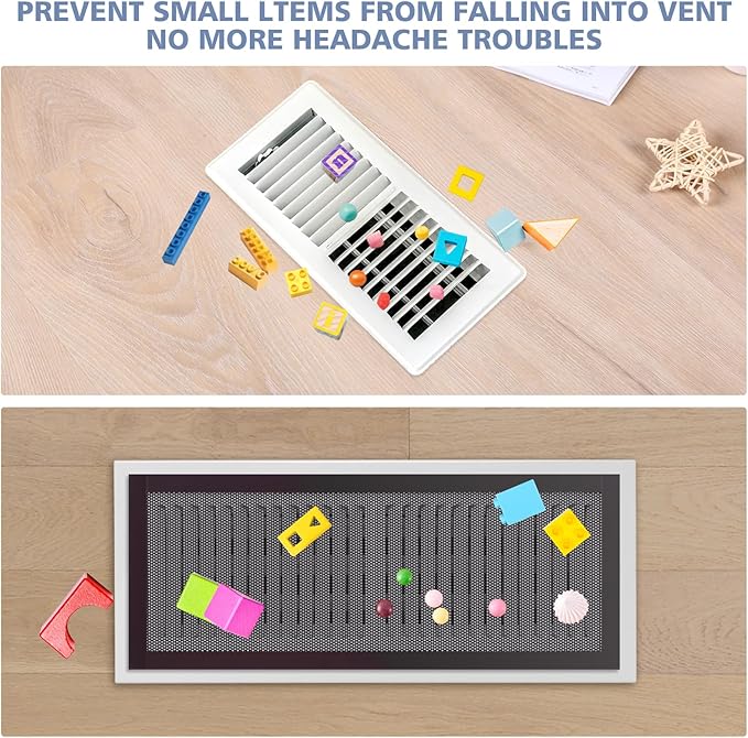 8 Pack Strong Magnetic Floor Vent Cover - PVC Mesh Register for Wall Ceiling Floor Catch Debris Hair Insect (Black, 4 x 10 Inch)