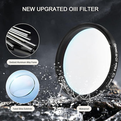 Astromania Telescope Filter 2 Inch Upgrated O-III Comet Filter Narrowband for Telescope, 99% High Transmission - Light Pollution Reduction for Astrophotography, Fit 2 Inch Telescope Accessory