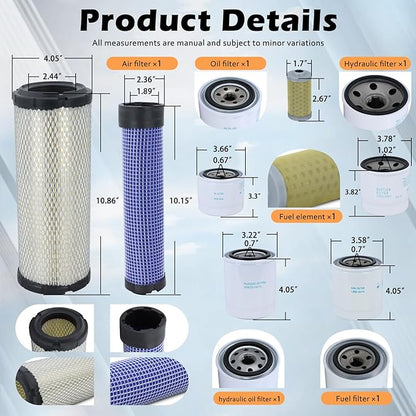 Maintenance Service Filter Kit Compatible with Kubota L3301 HST & L3901 HST with D1803 Engine Replaces# TC620-93230 HH164-32430 TC422-82620 1J800-43170 1G311-43380 HHK70-14070