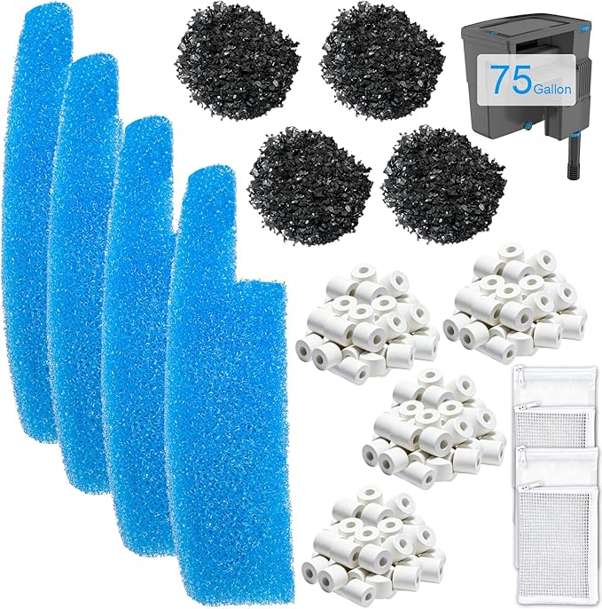 4 Set Complete Media Maintenance Kit Compatible with Seachem Tide 75-Gallon (300L) Filters for Large Aquariums