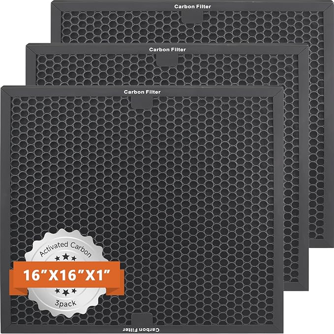 Air Scrubber Carbon Filters Mesh for Dri-Eaz, VEVOR, Mounto and BlueDri Air Purifier, Compatible with Drieaz for HEPA500, BD-AS-550 & F301H, 16'' x 16'' x 1'' inches（3 Pack）