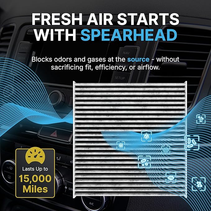 Spearhead Odor Defense Breathe Easy AC & Heater Cabin Filter | Fits 13-18 C-Max, 13-19 Escape, 12-18 Focus, 17-22 GT, 14-23 Transit Connect, 15-19 MKC | 25% Longer Lasting w/Activated Carbon (BE-920)