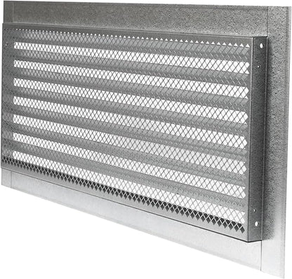 Repa Market 20" x 8" Inch (Inner Dimensions) Galvanized Steel Black Soffit Air Vent Cover - Louvered Square Gable Vent with Mesh Screen - Exhaust/Intake Ventilation Grill - Outdoor Metal Duct Grate