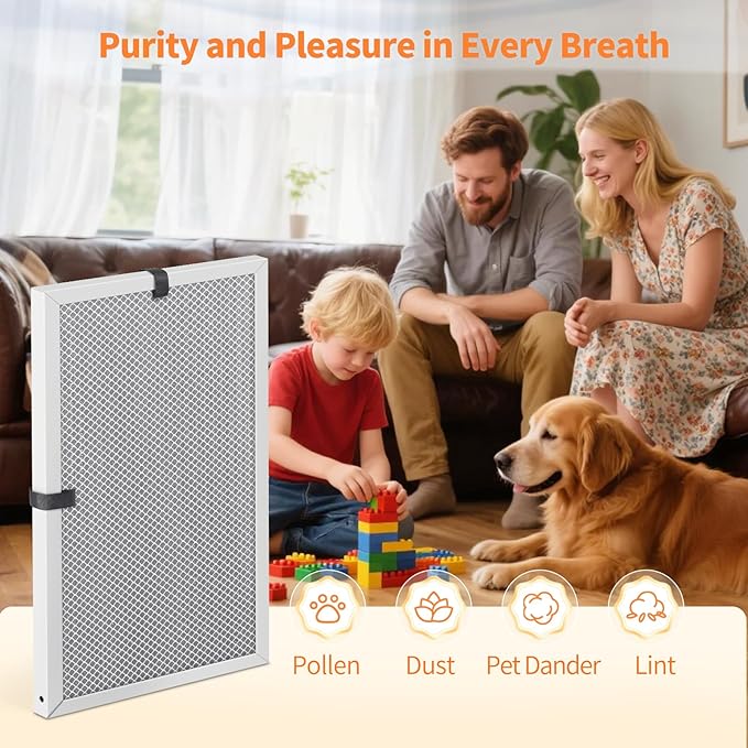 2-Pack 16x25x1 MERV 8 Reusable & Washable Electrostatic Air Filters - Long-Lasting Filter for HVAC, Furnace & Air Conditioner Units, Actual Size: 15-5/8” x 24-5/8” x 7/8”