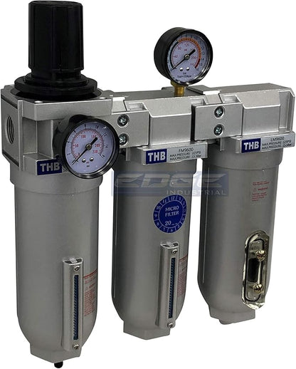 SUPER HEAVY DUTY HIGH FLOW AIR FILTRATION SYSTEM, 2 STAGE PARTICULATE FILTER PLUS OIL REMOVING COALESCING FILTER COMBINATION (1/2" NPT, AUTO DRAIN)