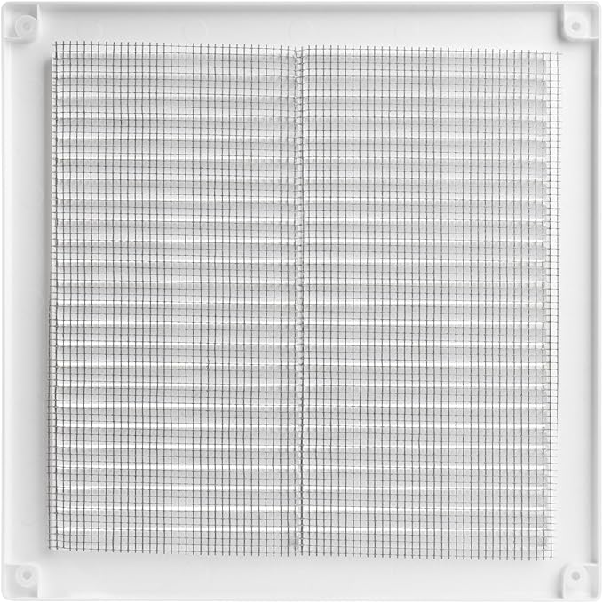 Vent Systems 8" x 8" Inch (Opening Dimensions) - Pack of 50 - Plastic White Soffit Vent Cover - Flat Square Air Vent Grille - Air Vent Deflector - HVAC 10" x 10" Inch (Overall Dimensions)