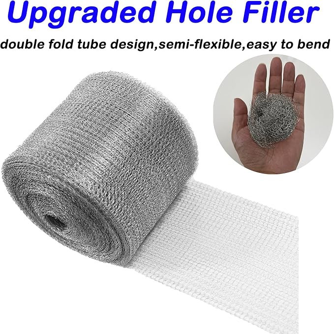 Wire Mesh for Mice Control 5 in X 36Ft,Hole Fill Fabric, Weep Holes Covers, Upgraded Stainless Steel Wire Mesh Roll, Flexible Stretchy Meshs Fabric for Garden House and DIY, Rodent Barrier