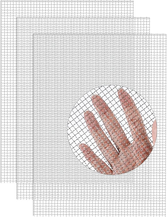 3 Pack Wire Mesh Screen 13.4'' x 9.5'' for Air Vent, 24cm x 34cm, 20 Mesh, 1mm Hole, 304 Stainless Steel Wire to Prevent Mice, Wasps, Bugs, Rodents, Mosquitoes, Spiders, Squirrels
