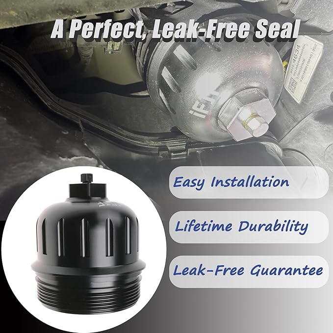 iFJF 134001 Fuel Filter Housing Cap Replacement for 2017-2024 GM Duramax 6.6L L5P Chevy Silverado/GMC Sierra 2500HD 3500HD Billet Aluminum with Drain Plug