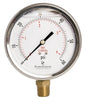 4" Oil Filled Pressure Gauge - Stainless Steel Case, Brass, 1/2" NPT, Lower Mount Connection, 0-60PSI