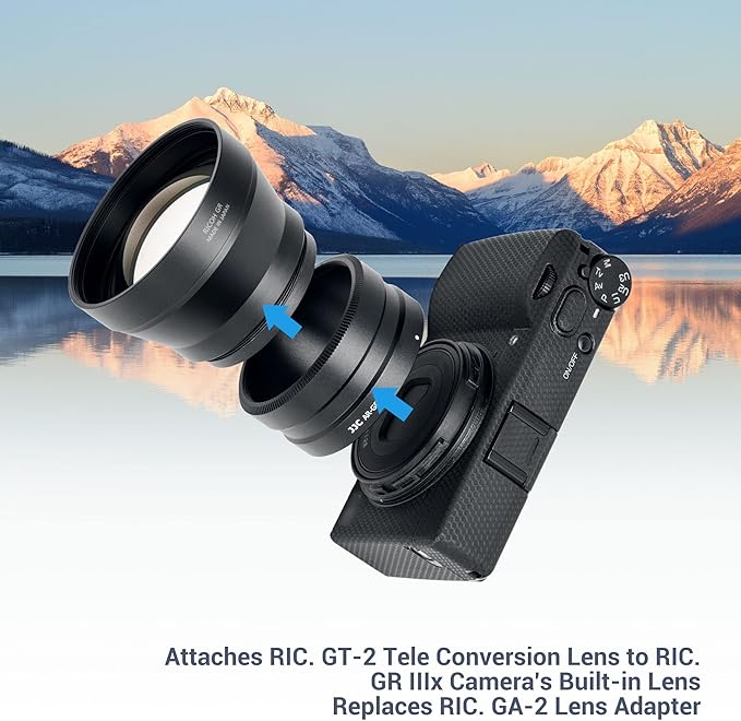 JJC AR-GR3X Lens Filter Adapter for Ricoh GR IIIx GR IIIx HDF GR3x GR3x HDF Digital Camera with GT-2 Tele Conversion Lens Replaces Ricoh GA-2 Lens Adapter, Compatible with 49mm Filter