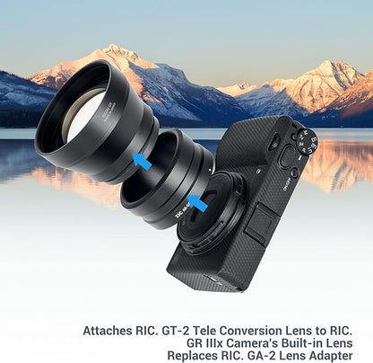 JJC AR-GR3X Lens Filter Adapter for Ricoh GR IIIx GR IIIx HDF GR3x GR3x HDF Digital Camera with GT-2 Tele Conversion Lens Replaces Ricoh GA-2 Lens Adapter, Compatible with 49mm Filter