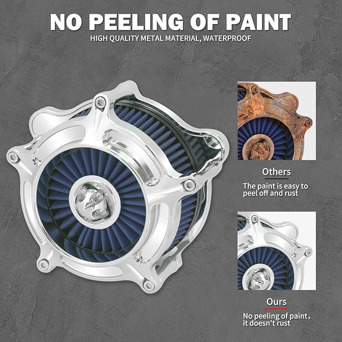 HDBUBALUS Motorcycle Air Filter Air Cleaner Intake System Cleaner Fit For Harley M8 Touring 2017-2023 Softail 2018-2024 Trike 2017-2025 Chrome