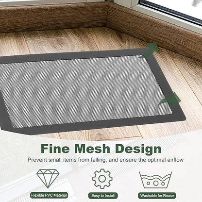 YOKIVE 6 Pcs Magnetic Floor Vent Covers, Floor Register Cover PVC Mesh Air Vent Screen Filters, Great for Home Floor, Wall, Ceiling, Catch Debris Hair Dust (White, 14-Inch x 8-Inch)