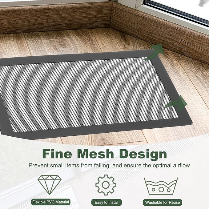 YOKIVE 6 Pcs Magnetic Floor Vent Covers, Floor Register Cover PVC Mesh Air Vent Screen Filters, Great for Home Floor, Wall, Ceiling, Catch Debris Hair Dust (White, 14-Inch x 6-Inch)