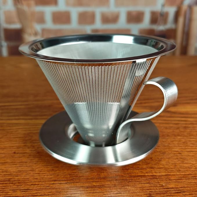 316 Stainless Steel Pour Over Coffee Dripper with 300 Mesh Filter Portable Reusable Cone for Travel Camping Brewing Tea