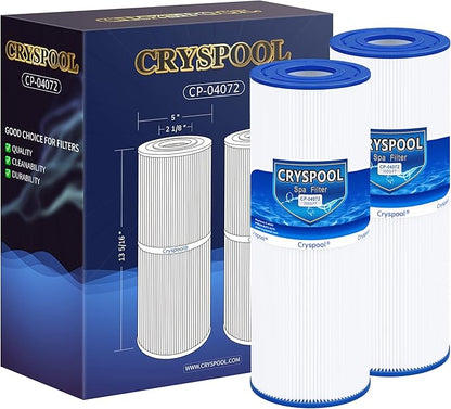 Cryspool® 04072 Filter Compatible with PRB25-IN Hot Tub Filter, C-4326, FC-2375, 3005845, R172327, R173429, 33521, 25392, 817-2500, 5X13 Drop in Spa Filter, 2 Pack
